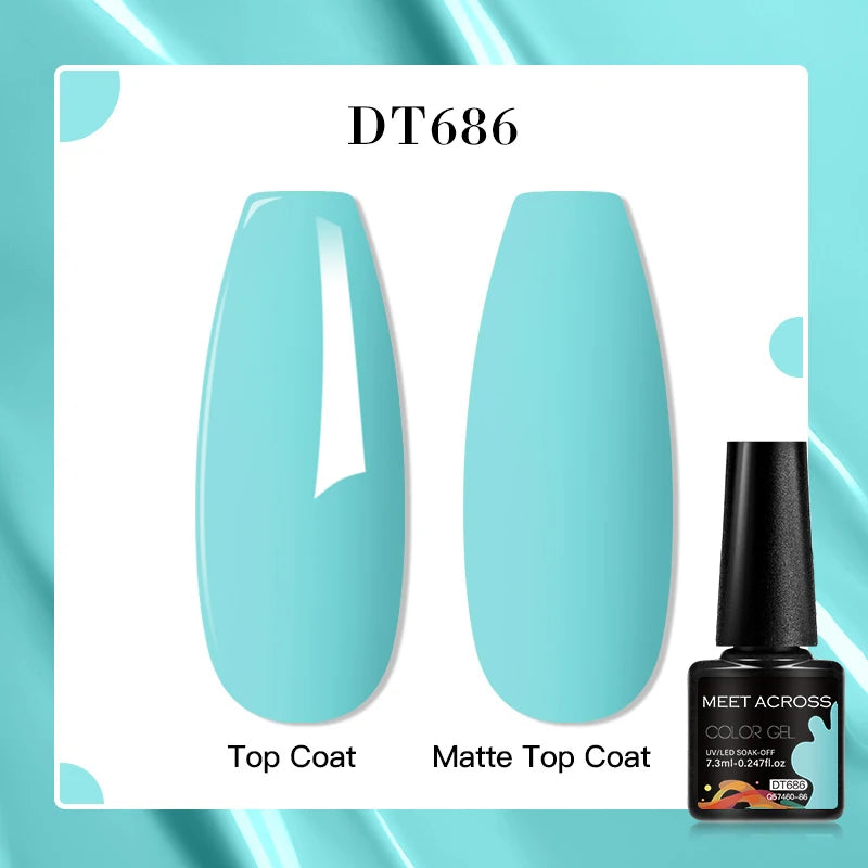 MEET ACROSS 160 Colors 7.3ml Gel Nail Polish Vernis Glitter Sparkly Semi Permanent Soak Off LED UV Gel Varnish Nail Art Manicure