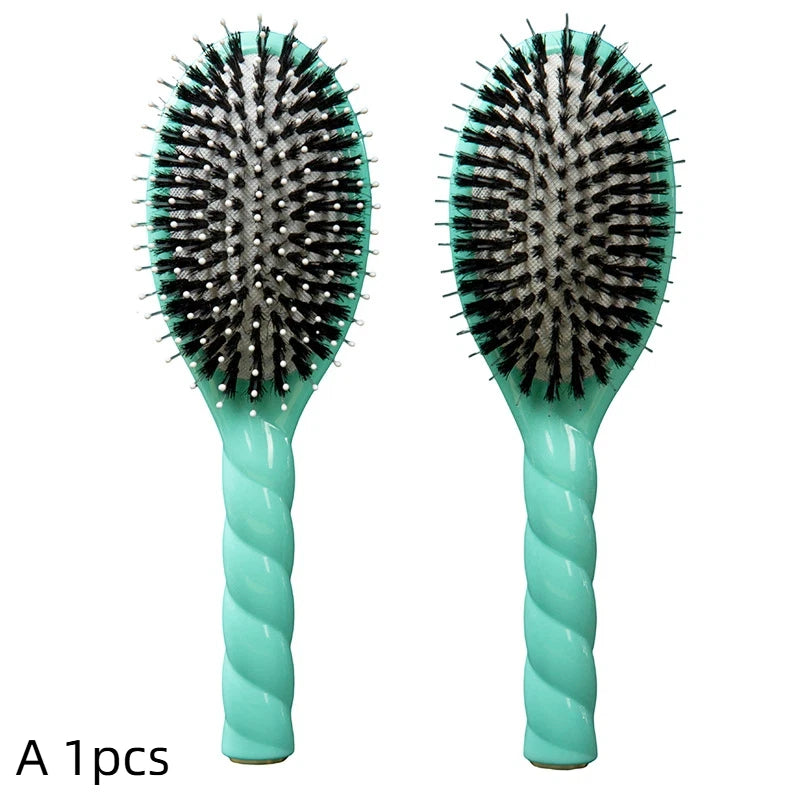 Fried Dough Twists Boar Bristle Hair Brush Scalp Massage Comb Professional Salon Grade Detangling Hairbrush 1Pcs