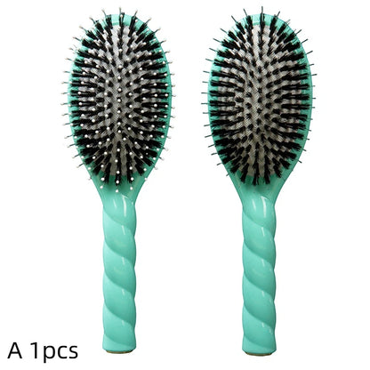 Fried Dough Twists Boar Bristle Hair Brush Scalp Massage Comb Professional Salon Grade Detangling Hairbrush 1Pcs
