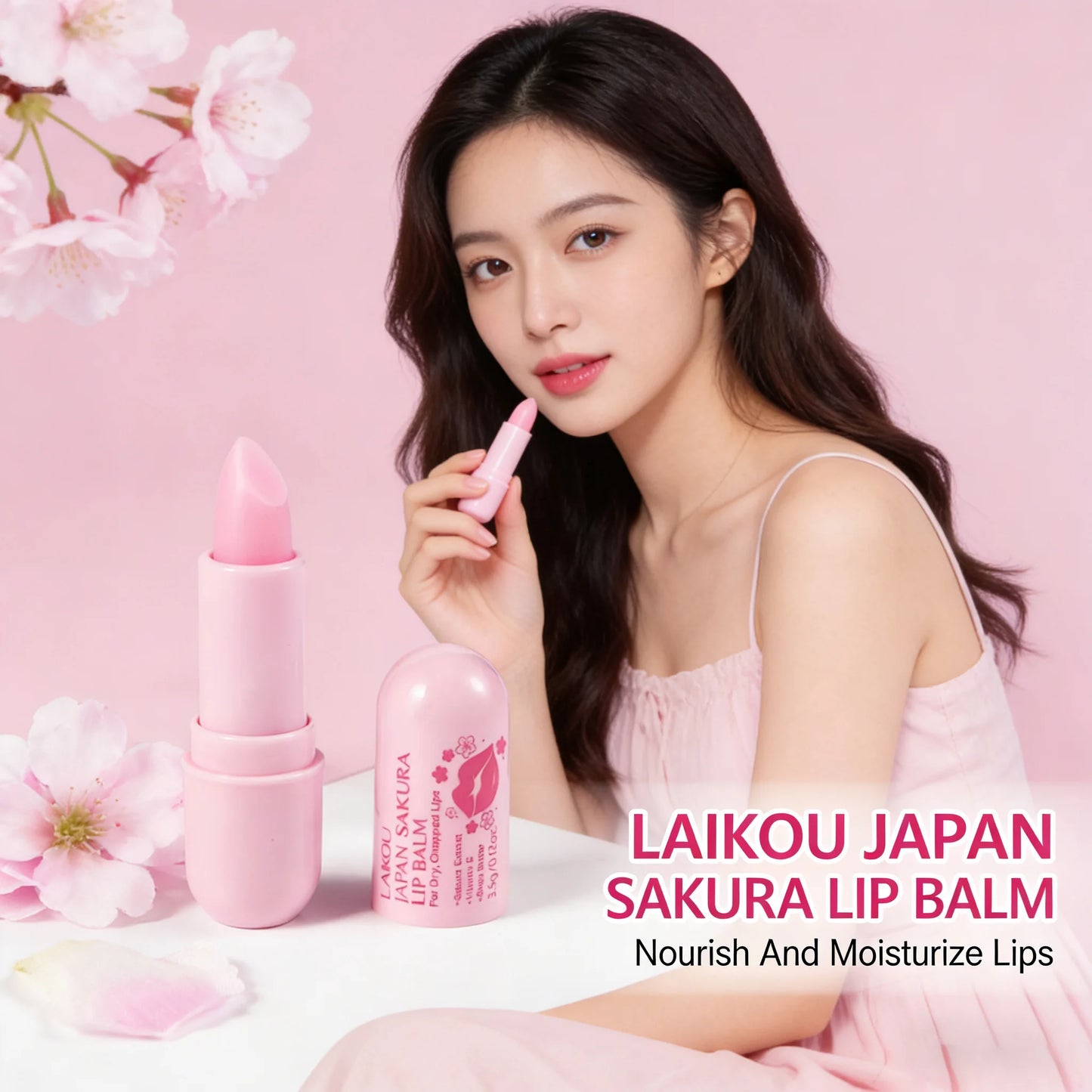 LAIKOU Sakura Lip Balm Nourishing Refreshing Hydrating and Lasting Moisturizing Preventing Cracking Repairing for Daily Lip Care