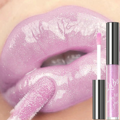 Coral Pink Glitter Lip Glaze LongLasting Moisturizing Shimmer Mirror Lipgloss Waterproof Liquid Lipstick Lip Oil Makeup Lip Tint