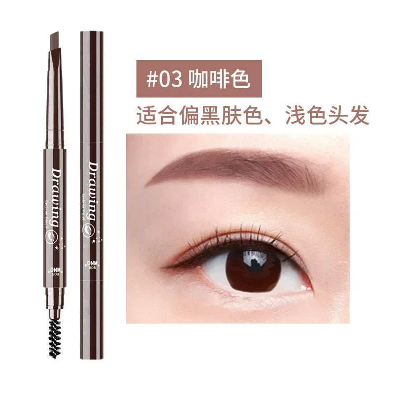 DNM 7-color Option Double-head Triangular Eyebrow Pencil with One Eyebrow Brush Naturally Easy To Color and Draw Brow Pencil