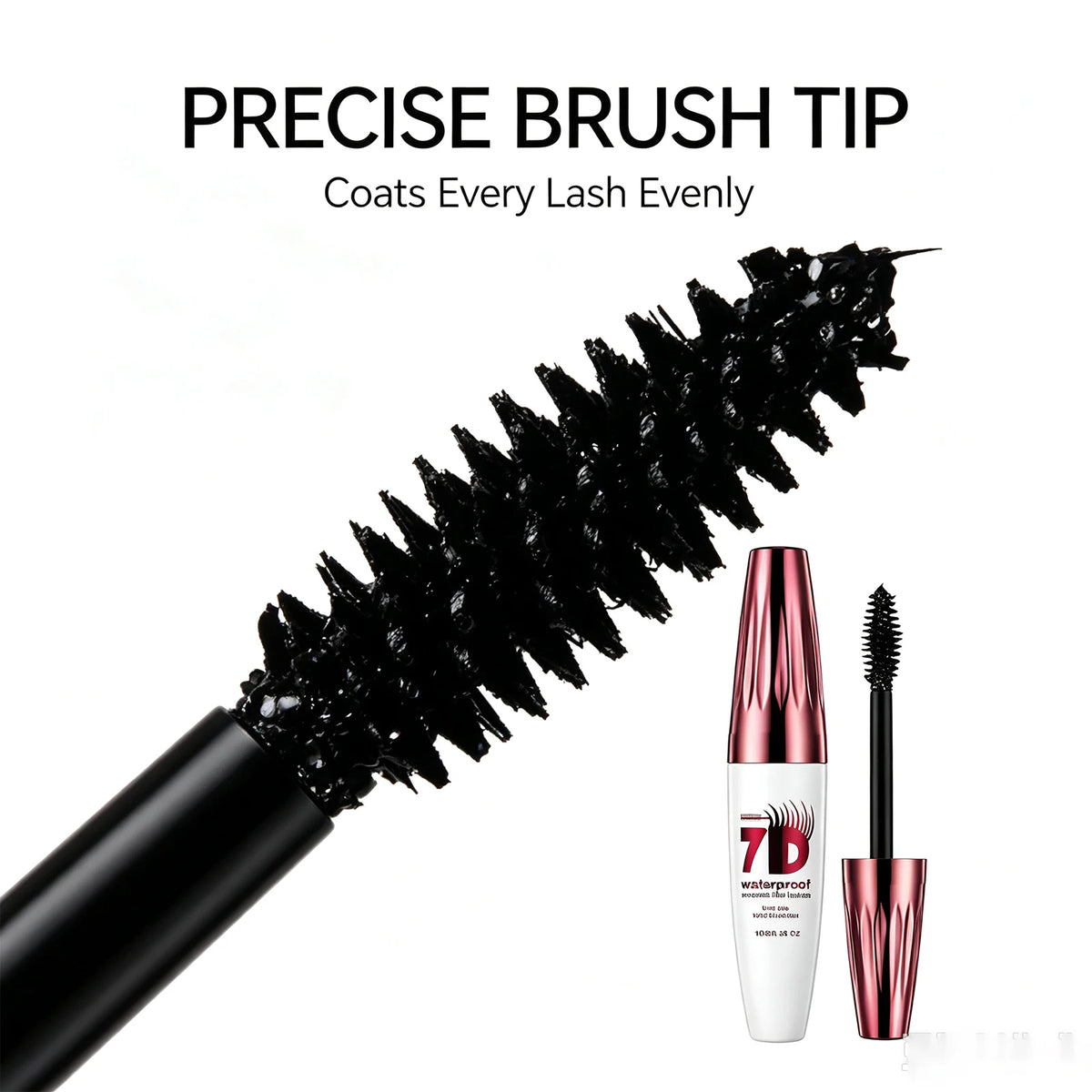 7D Volumizing Mascara Waterproof Natural Soft Smooth Lightweight Long Lasting Smudge-Proof Eye Makeup Black