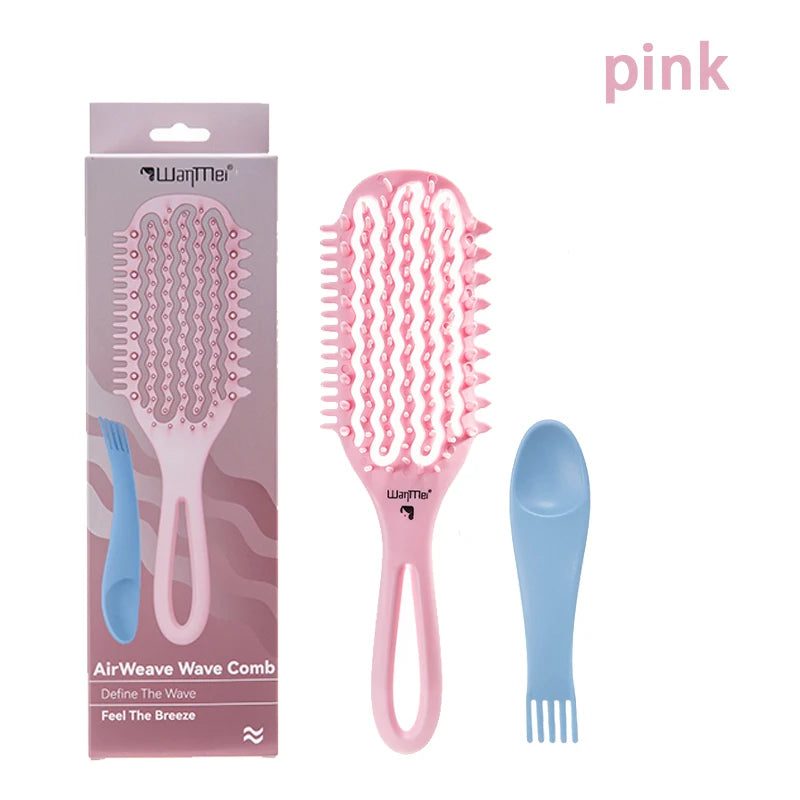 1Box Air Weave Wave Detangling Brush Anti-static Vent Hair Brush Scalp Massage Comb Hair Styling Tool for Curly Straight Hair