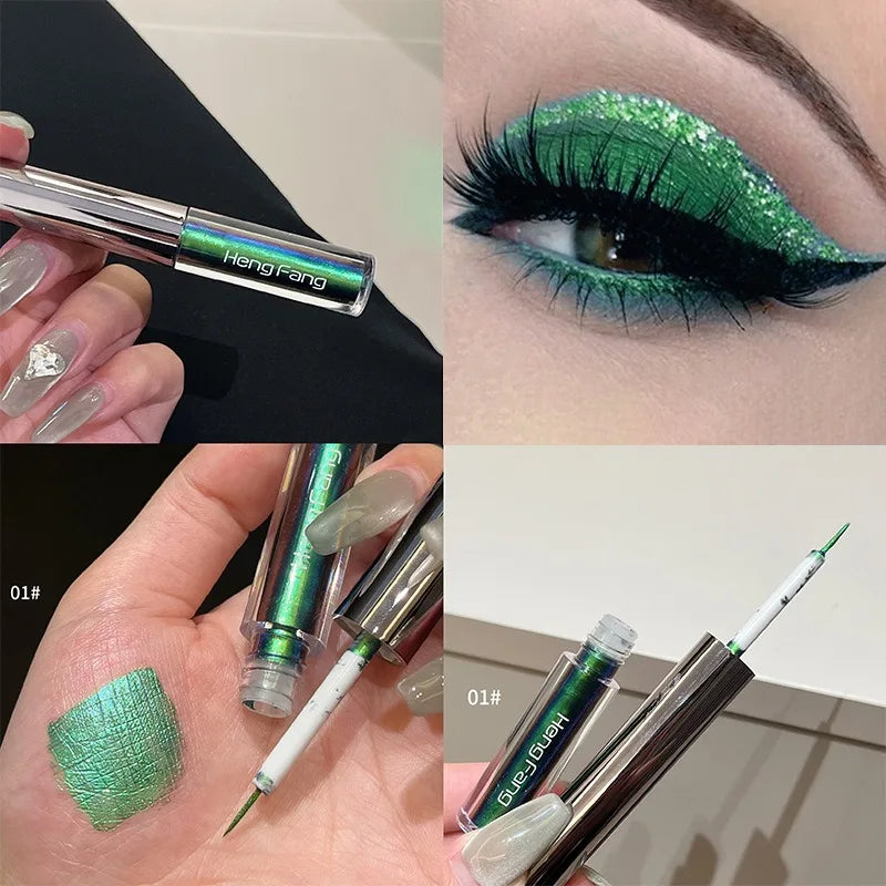 Chameleon Liquid Eyeshadow Eyeliner Sparkling Liquid Eye Shadow Metallic Shining Eye Shadow Liner Makeup Green Purple Silvery