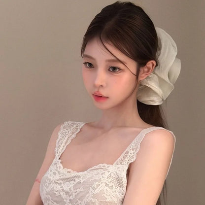 Soft Pleated Chiffon Flower Banana Hair Clips Anti Slip Holder Elegant Hair Barrettes Women Daily Wedding Party Hair Accessories