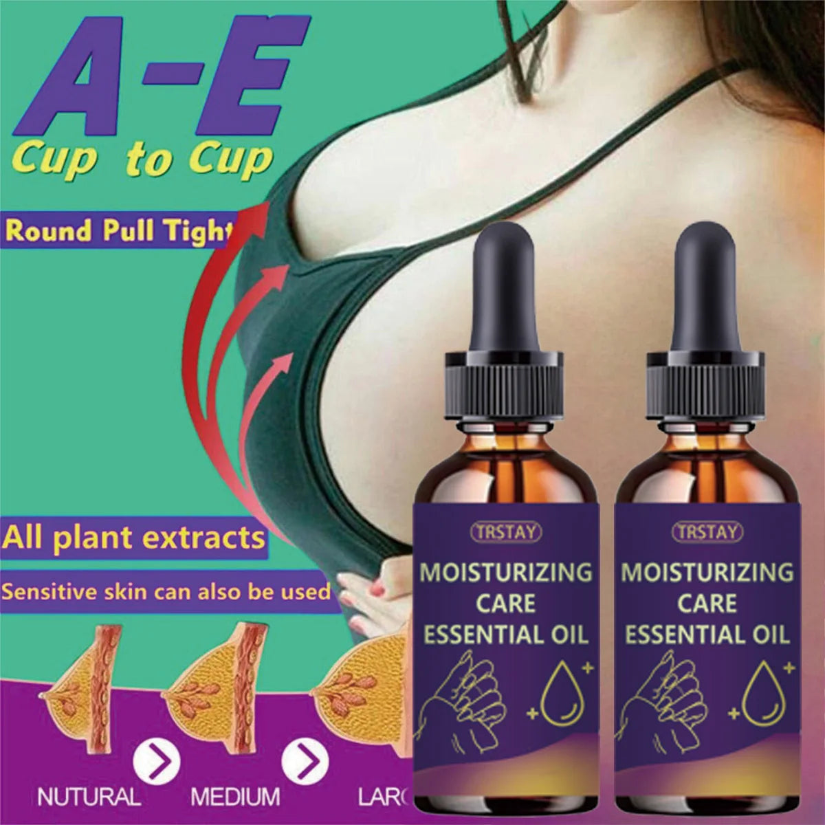 Breast massage essential oil increases muscle size, lifts and tightens, bio oil