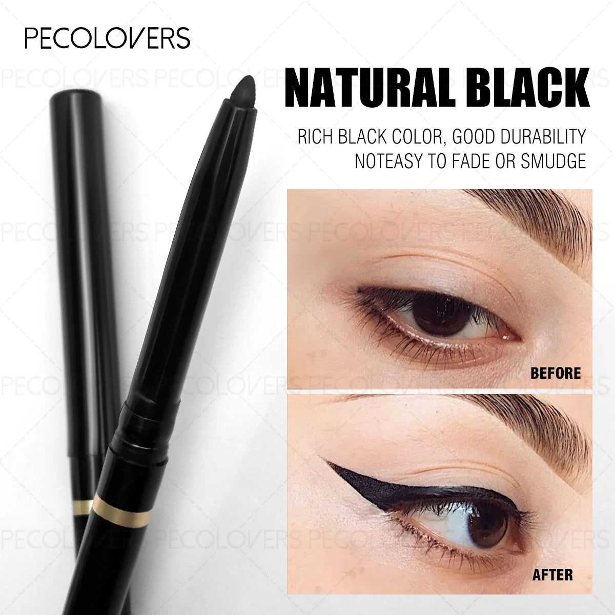 Long-Lasting Gel Black Eyeliner Pencil - Waterproof Matte Eye Makeup Tool with Quick-Drying