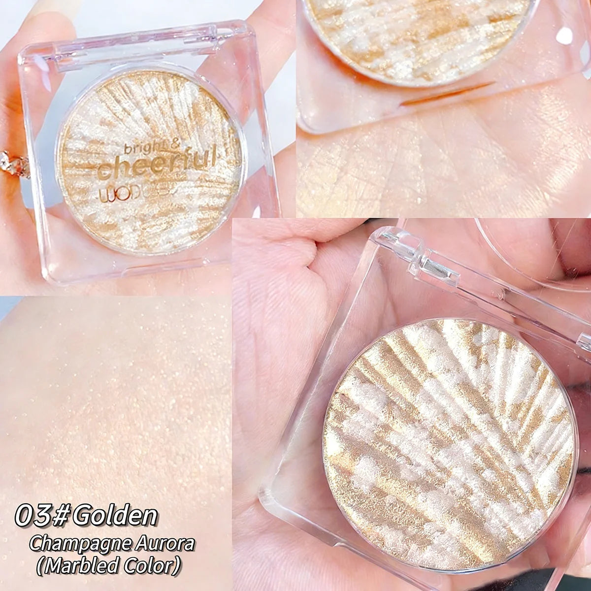 WODWOD Highlighting Powder Pearlescent Fine Mashed Soft Texture Non-flying Powder Brightening Long-lasting Highlighter Palette