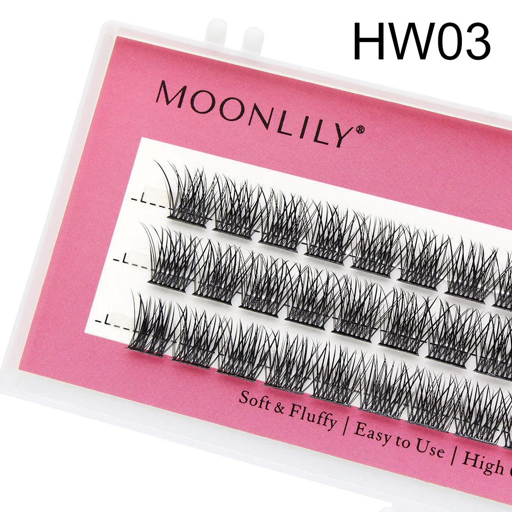 Moonlily 100D Segmented DIY Individual Cluster EyeLashes 3D Volume Silk Mink Grafting False Triple Lashes Extension Makeup Tool