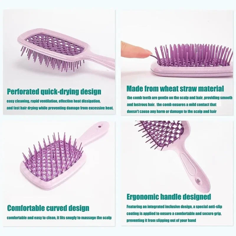 2pcs Professional Comb Detangling Hair Brush Scalp Massage Anti-static Comb Hollow Out Hairbrush for Wet Dry Barber Hair Styling