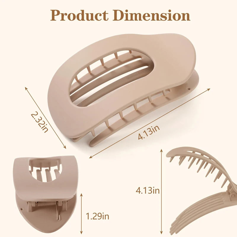 Fashion Oval Flat Hair Clips for Women New Design Leopard Large Flat Round Claw Clip French Acrylic Lying Down Hair Accessories