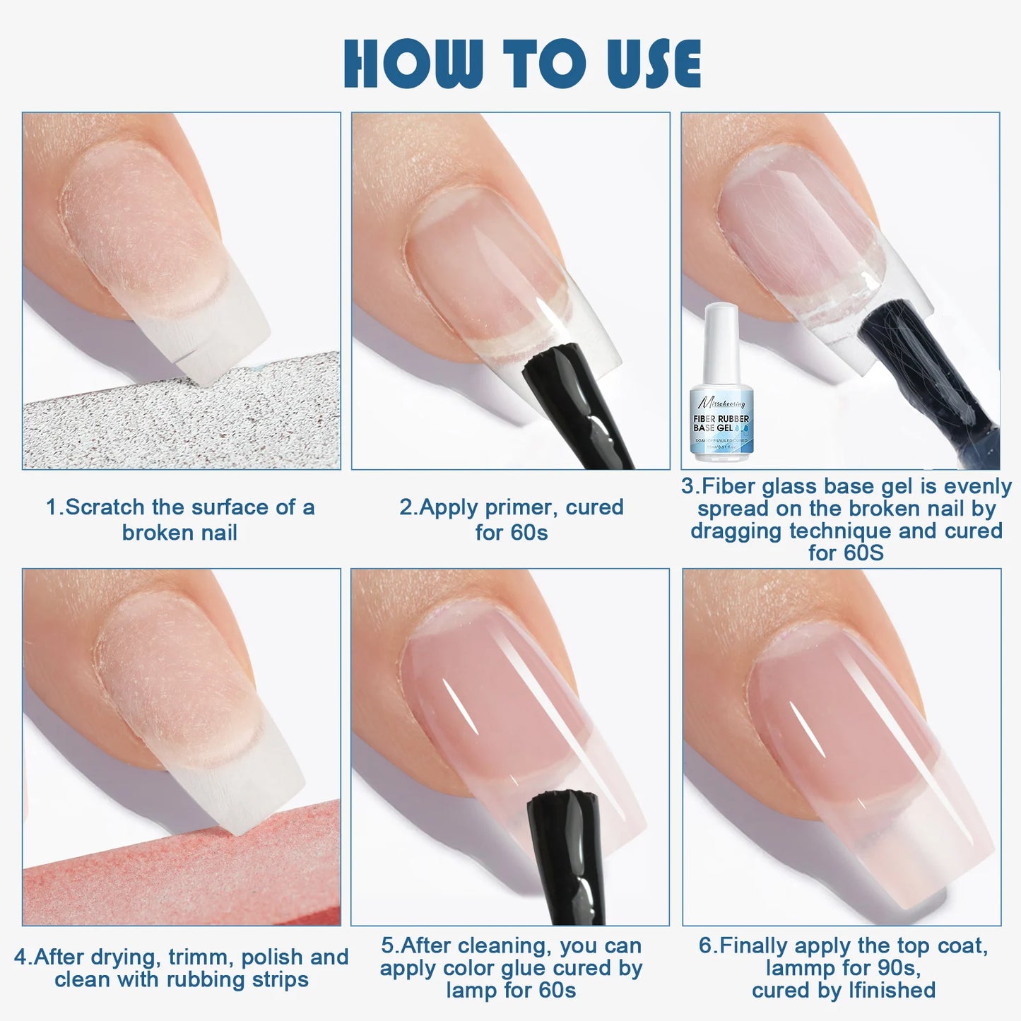 2Pcs 15ml Fiberglass Rubber Base Gel Nail Polish For Broken Nail Repaired Clear Quick Building Soak Off Construction Gel Varnish
