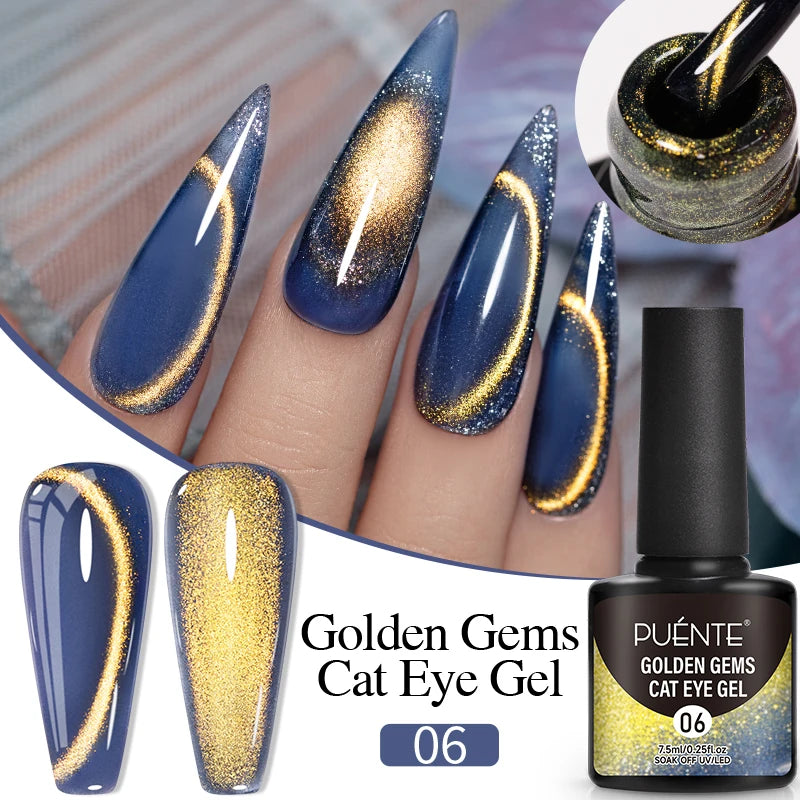 7.5ML Black Cat Eye Magnetic Glitter Gel Nail Polish Ultra-Bright Black Shine Long-Lasting Soak Off UV Nail Art Varnish Manicure