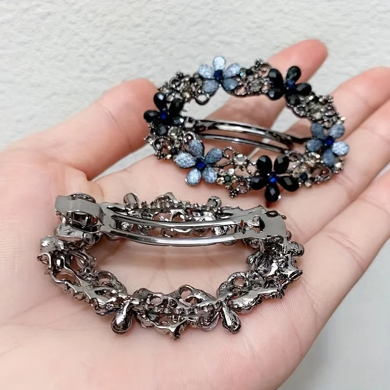 1Pc Retro Carved Rhinestone Hair Clip with Elegant Luxurious Design,retro Exquisite Design,highquality Texture,stable Grip