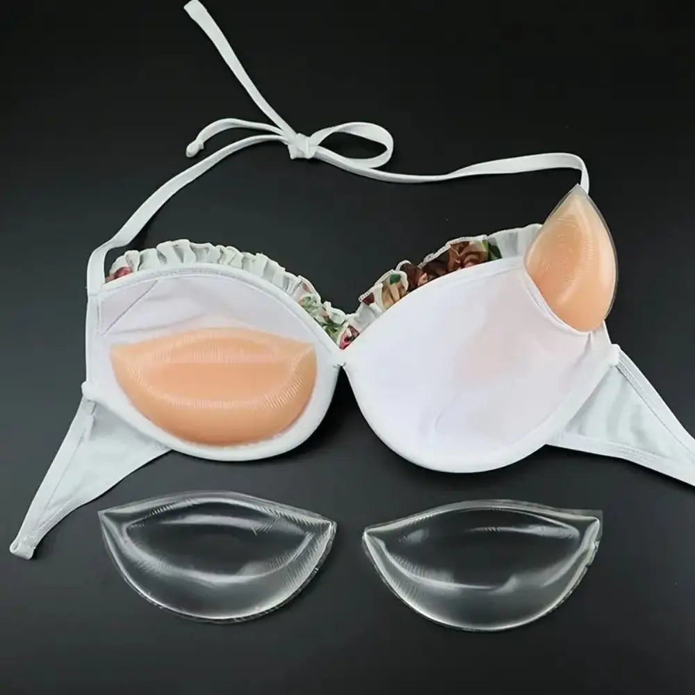 1pair Skin-Friendly Breast Lift Silicone Bra Inserts Reusable Cute Nipple Cover Thickened Inserts Breast Pads Swimwear