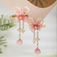 2pcs Chinese Hanfu Hair Clips Hairpins Flower Girls Pink Barretes Crystal Tassel Children Hair Accessories Jewelry Headwear