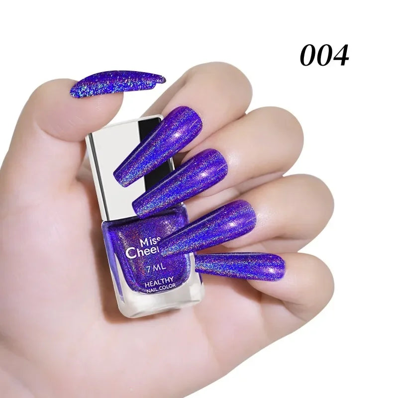 Rainbow Sparkle Holographic Nail Polish 7ml Multichrome Laser Glitter Nail Lacquer Quick-Dry Salon Professional Nail Art Polish