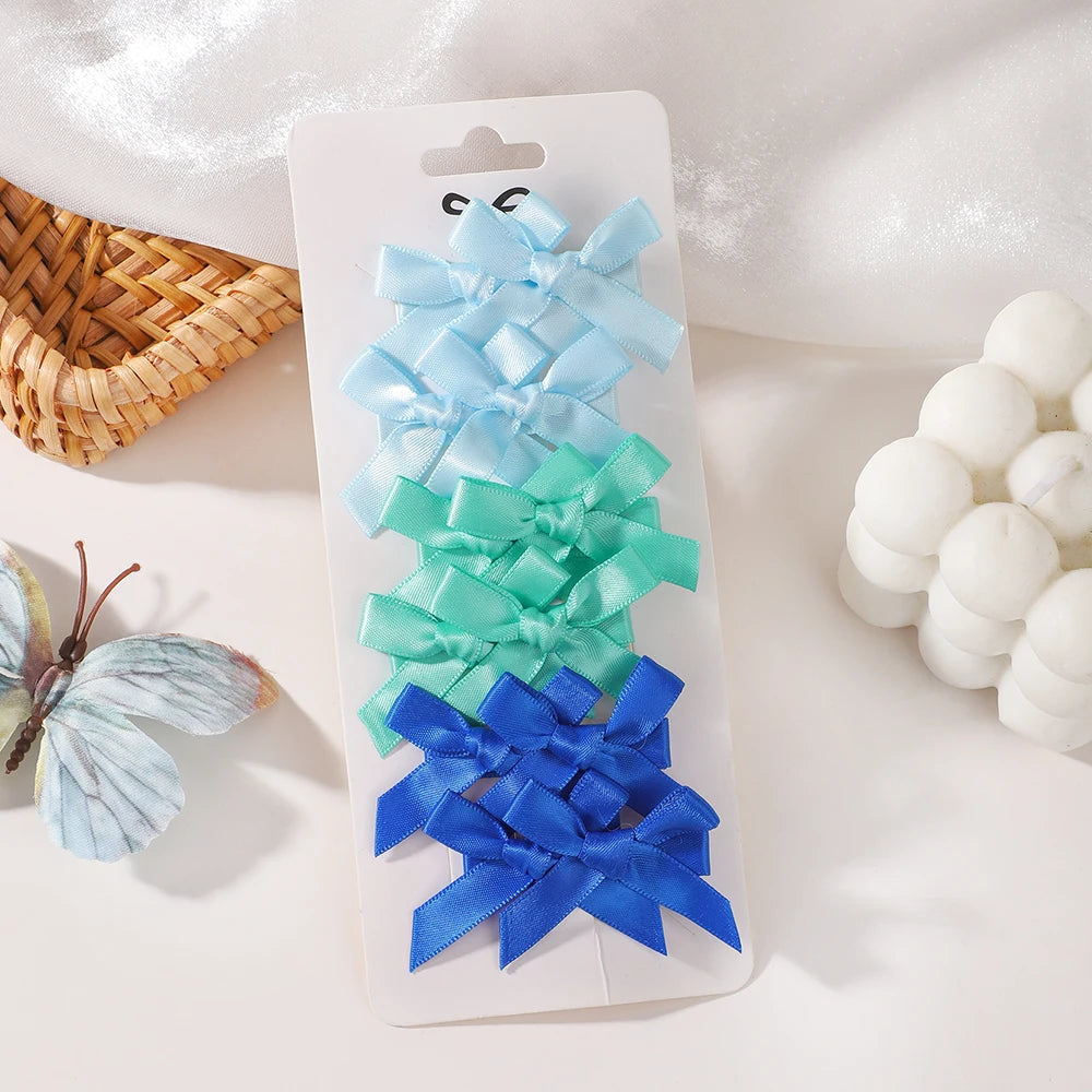 RAINBOW BOWS 10Pcs Kids Sweet Solid Color Mini Bows Hair Clip Baby Girls Ballet Style Ribbon Braided Hair Accessories Wholesale