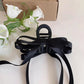 Fashion Black Long Ribbon Bow Claw Clip Back Butterfly Clips Shark Clip Women Girl New Frosted Hair Accessories Hair Claw Clip