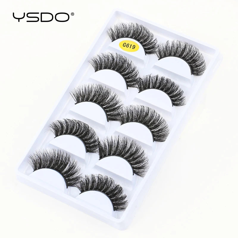 YSDO Eyelashes 3/5 Pairs Natural Long 3D Mink Lashes Fluffy Volume Mink False Eyelashes Cruelty Free Wispy Lashes Makeup Cilios