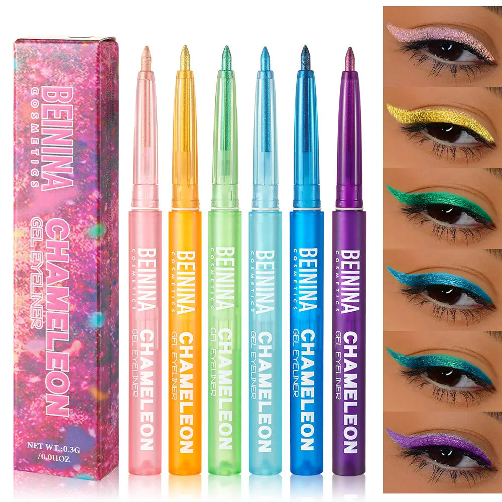 Shiny Chameleon Metallic Blue Eyeliner Gel Pen Eyeshadow Multicolor Eye Liner Pearlescent Polarized Glitter Eyes Pigment Makeup