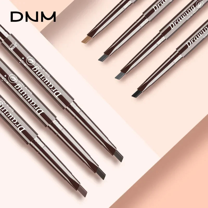 DNM 7-color Option Double-head Triangular Eyebrow Pencil with One Eyebrow Brush Naturally Easy To Color and Draw Brow Pencil