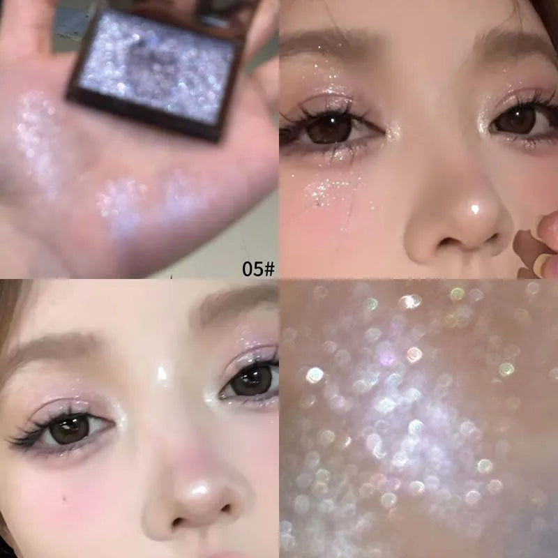 Punk Metallic Glitter Eyeshadow Mousse Matte Shimmer Highlight Pressed Pigments Dark Smoky Purple Pearlescent Eyeshadow Palette