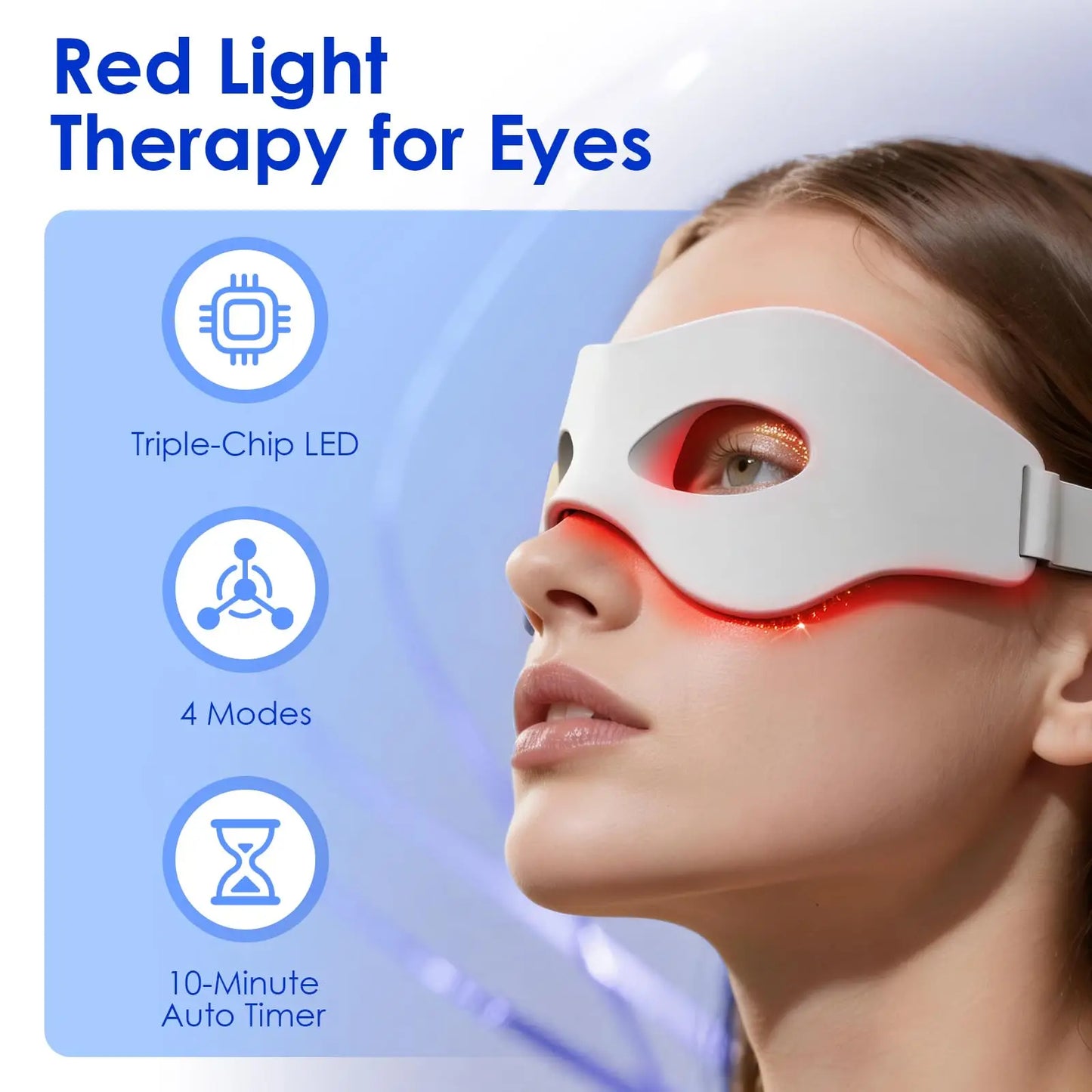 3D Eye Massager Red Light Therapy for Eyes 4 Modes 605NM-830NM Eyes Relax Massager Fatigue Relief Lighten Dark Circles Smooth