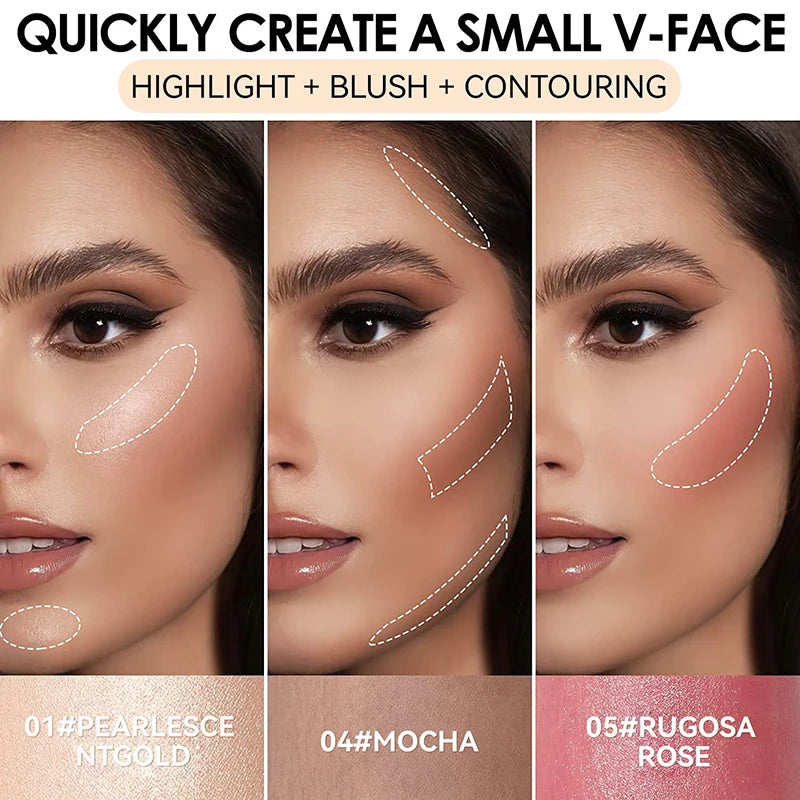 Face Pearl Stone Highlighter Stick Contour Shading Lasting Cheek Stereoscopic Brightening Skin Blush Illuminator Makeup Cosmetic