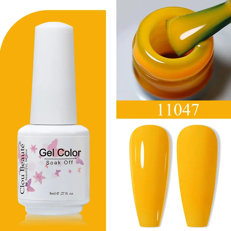 Clou Beaute 8ml Gel Polish Colorful Glitter UV Nail Gel Vernis Semi Permanent Glass Bottle Blue Green White Soak Off Gel Nail