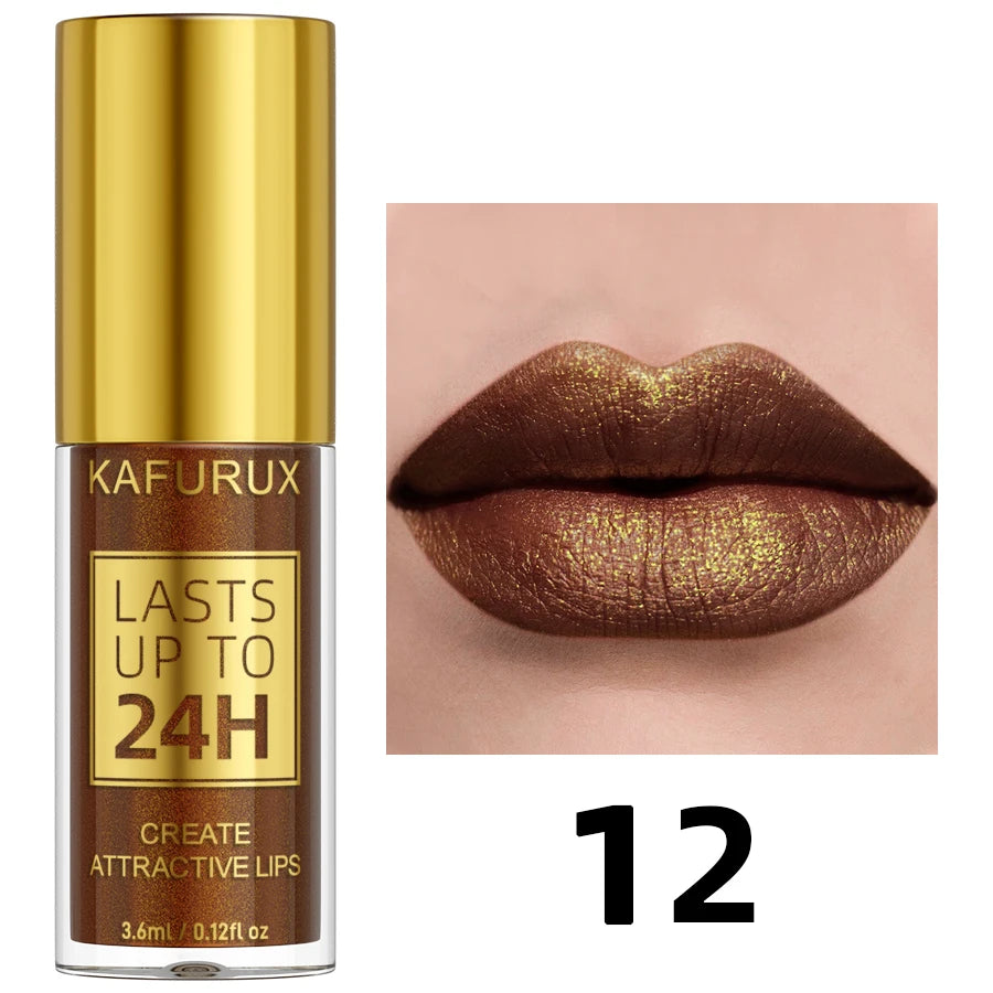 14 Colors Metallic Glitter Velvet Lip Glaze High Pigment Matte Shimmer Lip Tint Diamond Lips Korean Makeup Gifts Liquid Lipstick