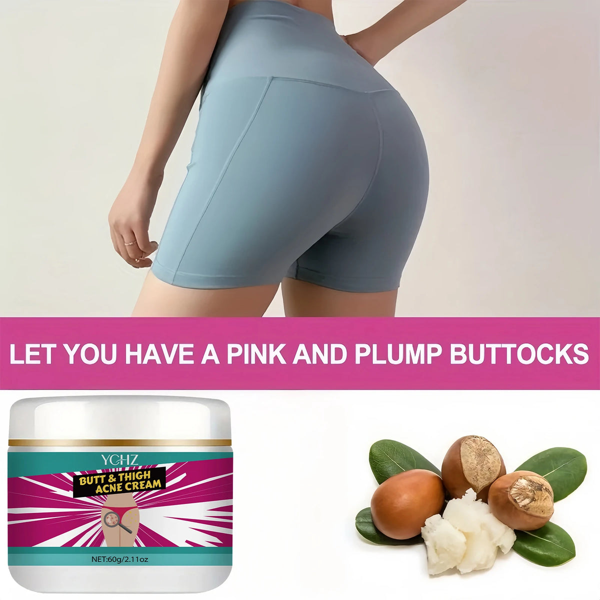 Firming Butt Cream, Sexy Butt Massage Cream, Reduces Unevenness, Light Beige Firming Lines, Creates Smooth and Beautiful Buttocks, Butt Lifting Massage Cream, Moisturizing and Nourishing, Gentle Absorption, Suitable for All S