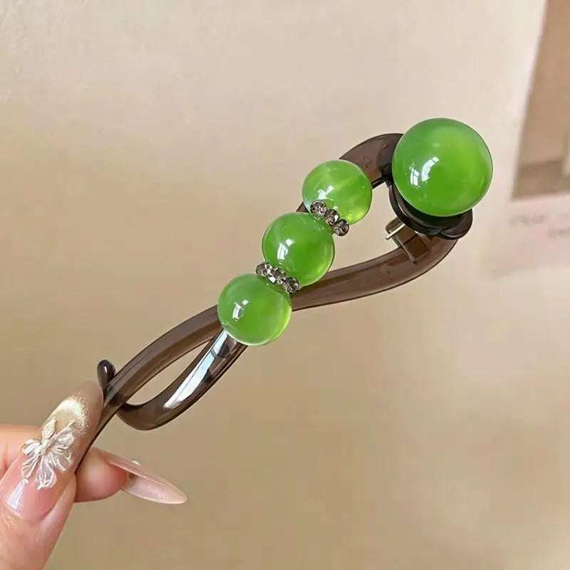 Simple Temperament High-End Feeling Hair Clips Rhinestone Bead Straight Twist Clip Hair Volume Multiple Headpieces Accessory