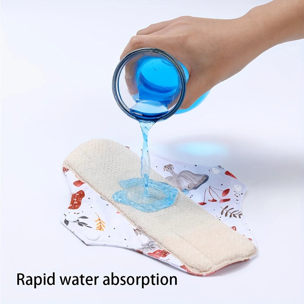 Reusable Sanitary  Napkins Washable Cotton Panty Liners Soft Cloth Menstrual Pads  4pcs Pads with 1pc Mini Wet Bag