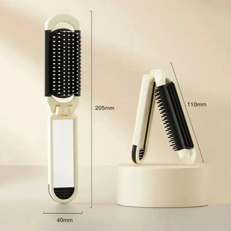 Foldable Hair Comb Portable Massage Brush Head Scalp Massager Anti-Static Travel Combs Mirror Girls Hairdressing Styling Tools