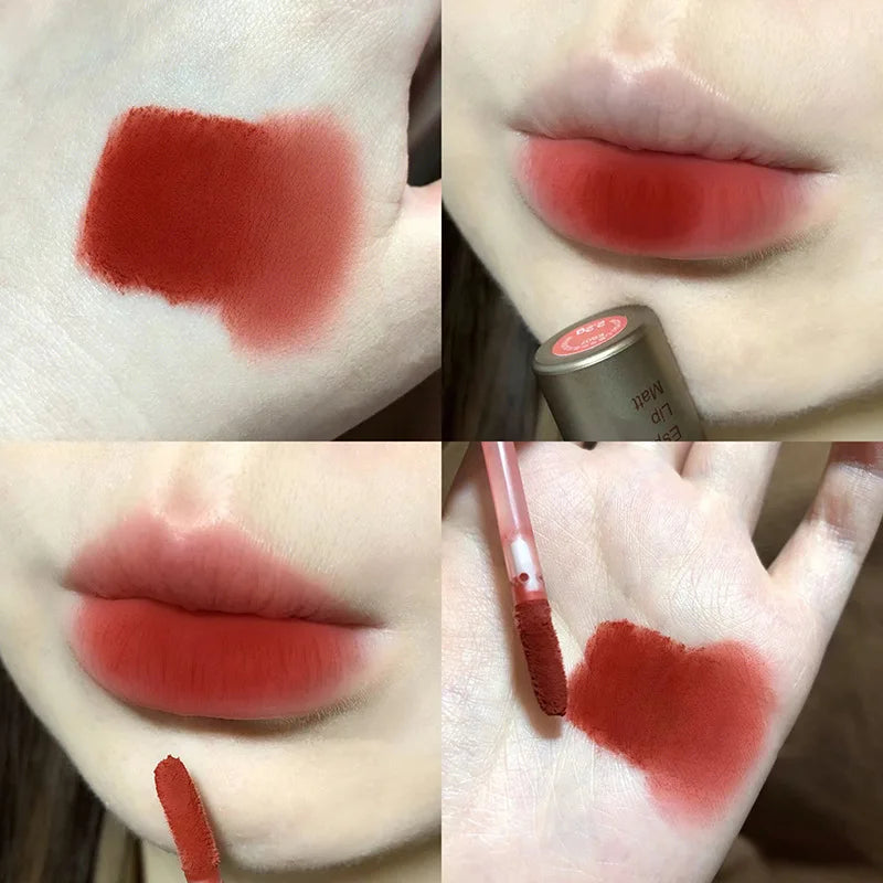 6Ccolors Matte Lipstick Crayon Milky Tea Purple Lip Tint Velvet Sexy Dark Red Lipstick Pen Non-stick Cup Lasting Brighten Makeup