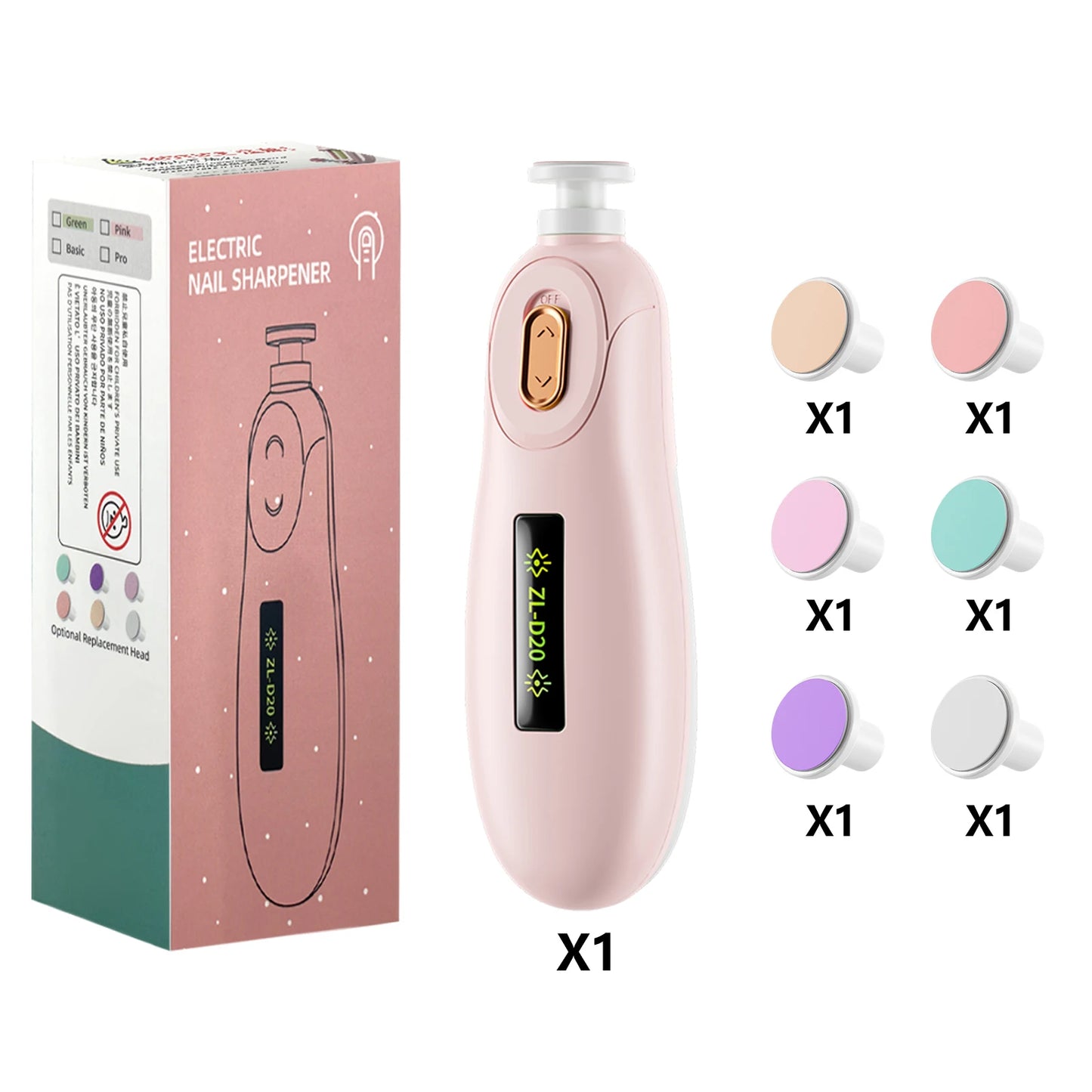 Baby Nail File Electric Baby Nail Care Set with LED Light, Baby Nail Trimmer for Newborn/Infants/Adults Toenails and Fingernail