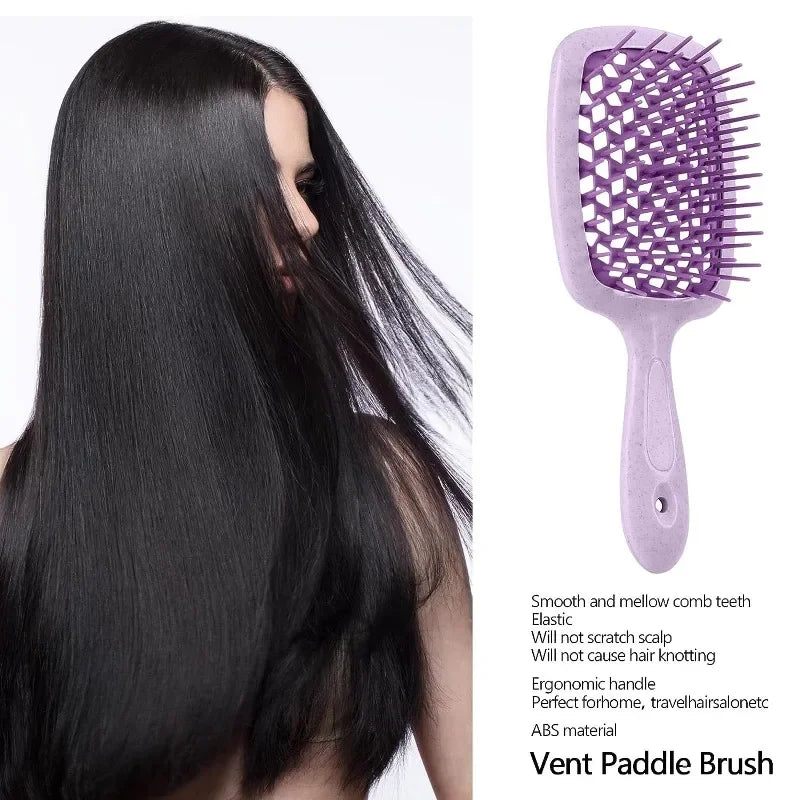 2pcs Professional Comb Detangling Hair Brush Scalp Massage Anti-static Comb Hollow Out Hairbrush for Wet Dry Barber Hair Styling