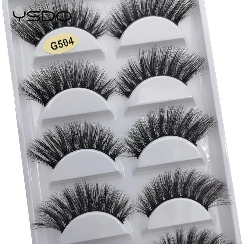 YSDO Eyelashes 3/5 Pairs Natural Long 3D Mink Lashes Fluffy Volume Mink False Eyelashes Cruelty Free Wispy Lashes Makeup Cilios