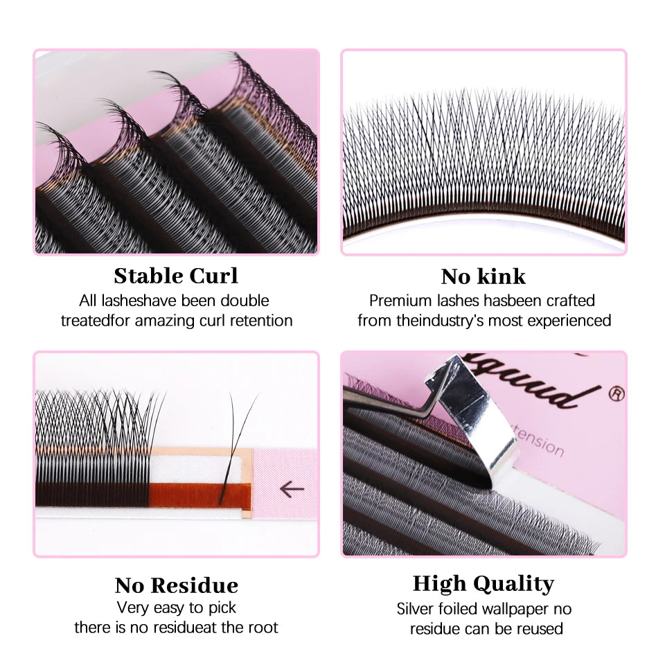 AGUUD Single Tip 2D Y Eyelash Extension Ultra-thin Y Lash Extension Lightweigh Premium Mesh Net Cross Lash 2D Volume Fans Lashes