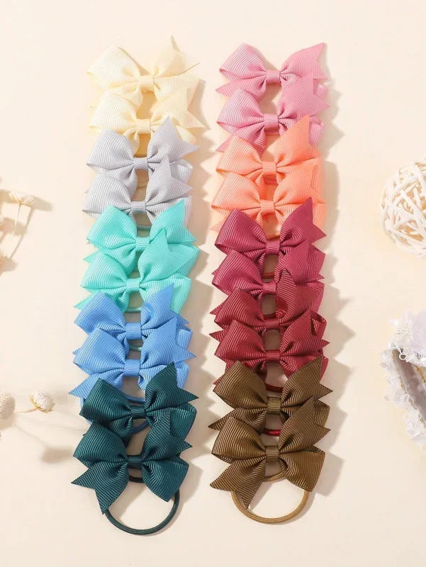 20Pcs/set 2.1inch Lovely Bowknot Hairband Ribbon Head Rope for Girls Boutique Headwear Kids Hair Accessories Gifts Wholesale