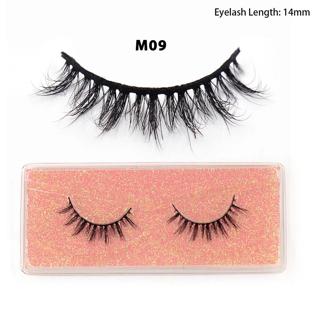 LEHUAMAO Maquiagem Short Natural Soft Mink Lashes Volume Fluffy Wispy Lashes 12mm-15mm False Eyelashes Eyelash Extensio Makeup