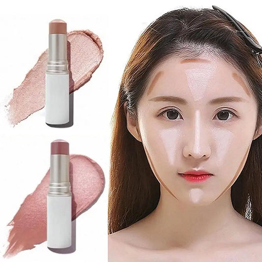 10g Highlighter Stick Sheer Shimmer Color Cream Blush Stick Long Lasting Sweat Proof Portable Twist Up For Face Cheeks Eyes
