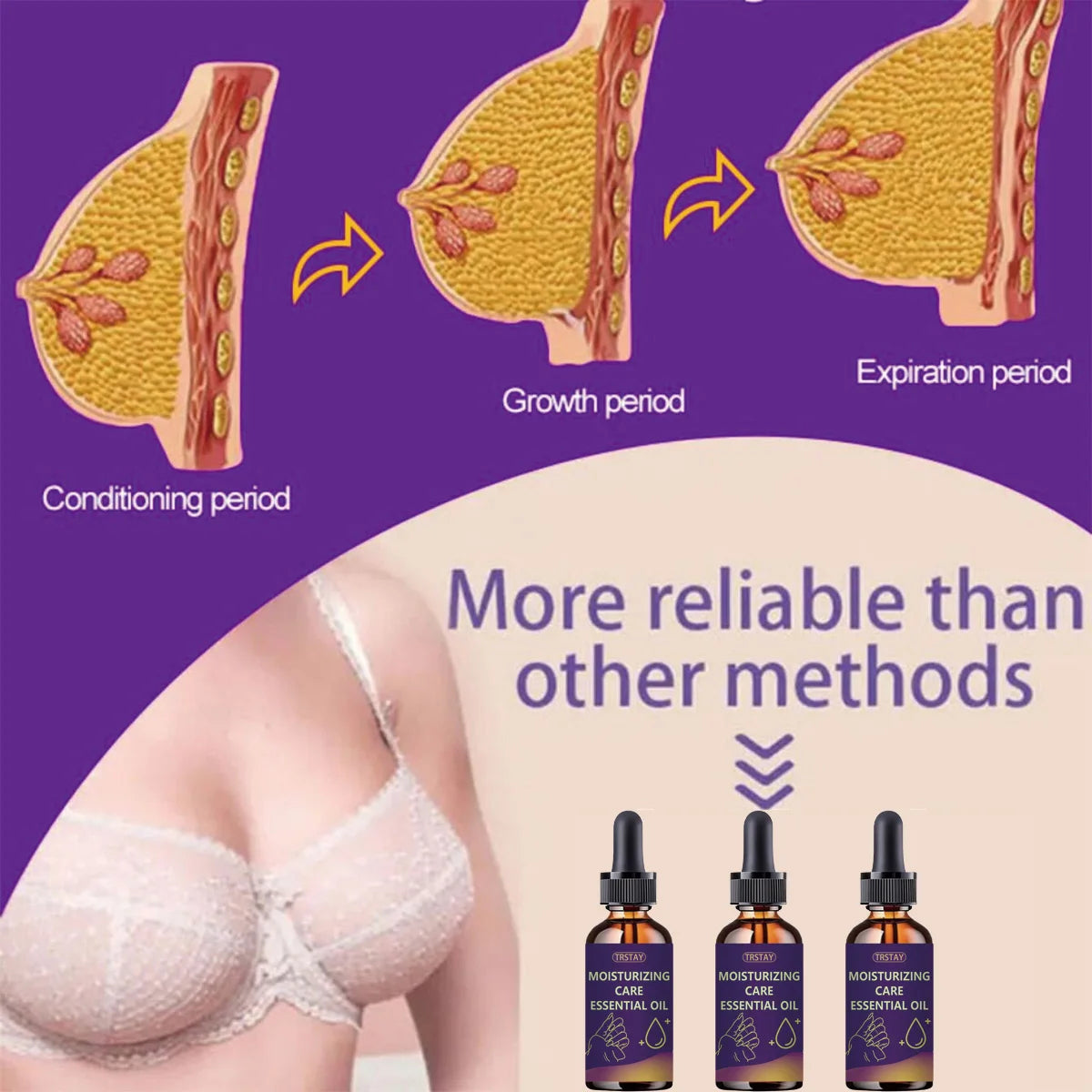 Breast massage essential oil increases muscle size, lifts and tightens, bio oil
