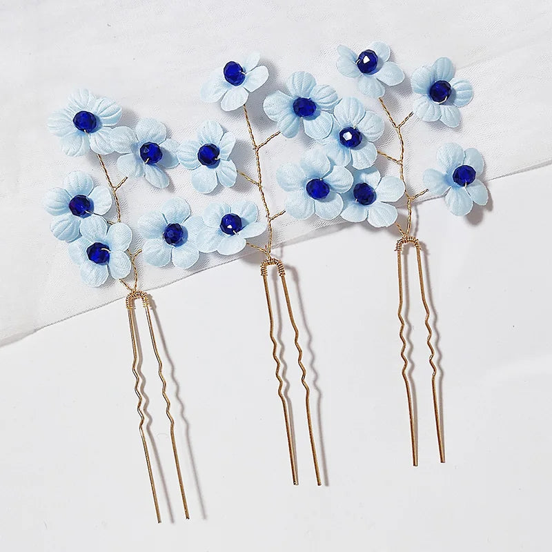 Vintage Blue Rhinestone Hair Comb Wedding Hair Accessories Bridal Hair Clip Headpiece Jewelry Bride Tiara Hair Ornament Gift