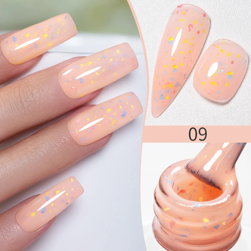 PUENTE Pearl Color Builder Nail Gel Polish Hema Free Shell Thread Glitter Nail Extension Semi-Permanent Construction Gel Varnish