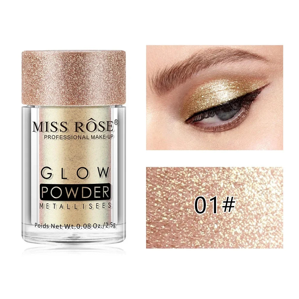 MISS ROSE Single Colour Pearl Diamond Glitter Eyeshadow Make-up High Lighter Shiny Shimmer Brighten Eye Shadow Powder Cosmetics