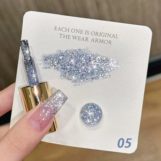 MIANEL 1-12PCS Star-chasing Moon-chasing Gel Nail Polish 2026 Popular Whitening Strobe Sequin Flashing Nail Polish White Nails