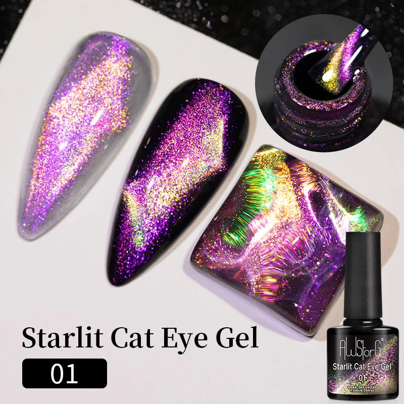 AWStorG 7.5ml Starlit Cat Magnetic Gel Nail Polish Must need Black Gel-Polaris Light Soak Off UV Gel Varnis Semi Permanent DIY